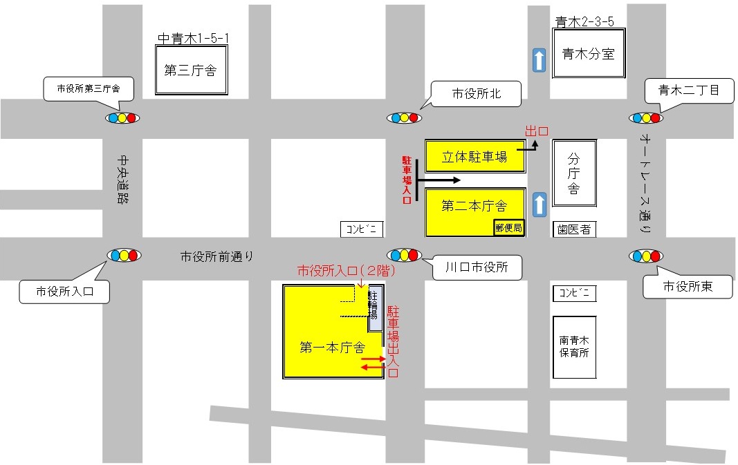 第一本庁舎駐車場・駐輪場案内図